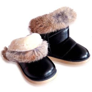 Comfy Kids Girl Snow Boots Waterproof Walking Shoes Black 2-12M NWT